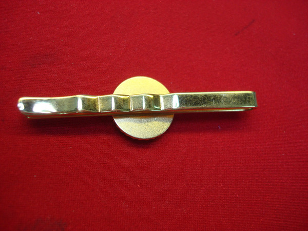 Vintage Golf Tie Clip - Gold Tone Metal, Red Stone Accent (2 1/2