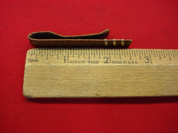 Vintage Alligator Hide Tie Clip - Gold Tone Metal Accent, 2.5 Inches
