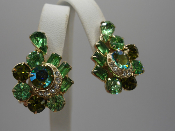 Vintage Kramer Foiled AB Rhinestone Earrings - Estate Find, Mint Condition
