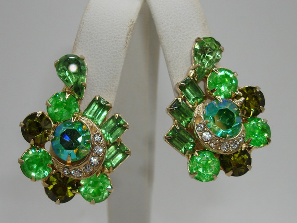 Vintage Kramer Foiled AB Rhinestone Earrings - Estate Find, Mint Condition