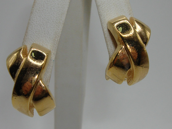 Vintage Christian Dior Gold Tone X Clip-On Earrings - Rare Estate Find