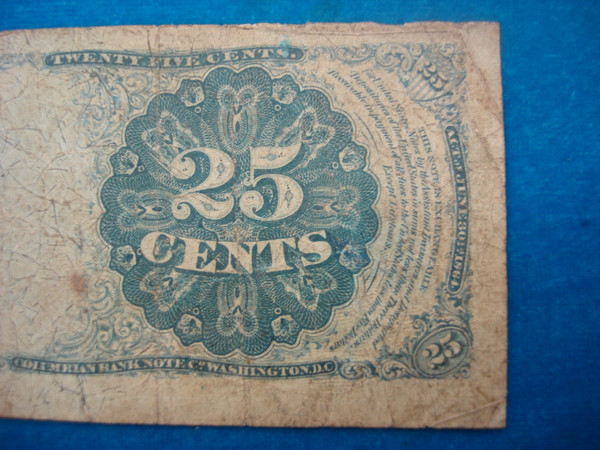 1874 25 Cent Fractional Currency Note - Vintage US Money, Fifth Issue