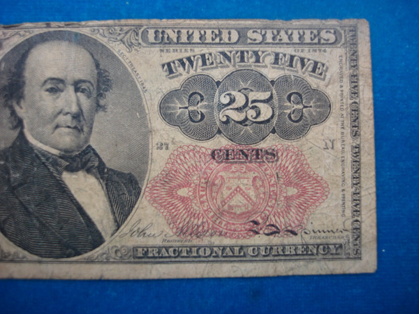 1874 25 Cent Fractional Currency Note - Vintage US Money, Fifth Issue