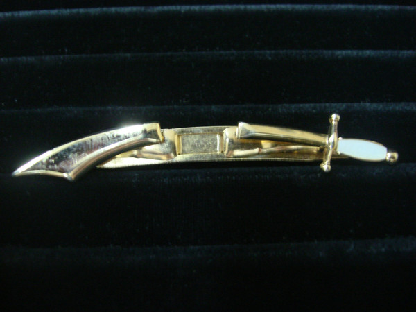 Vintage Swank Gold-Tone Sword Tie Bar Clip with White Stone #8