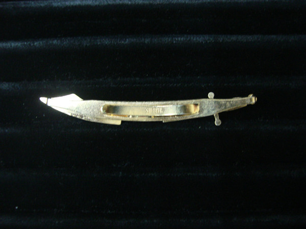 Vintage Swank Gold-Tone Sword Tie Bar Clip with White Stone #8