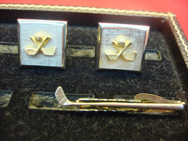 Vintage Anson Tie Clips & Swank Cufflinks - Great Condition, Action Line Designs #67