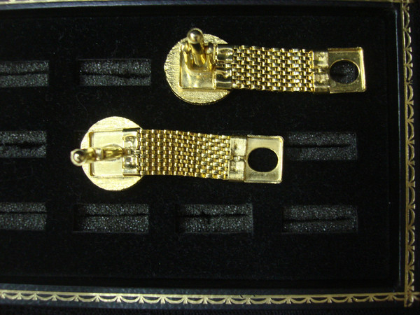 Vintage Gold-Tone Wrap Around Cufflinks with Blue Lily Pad Stones