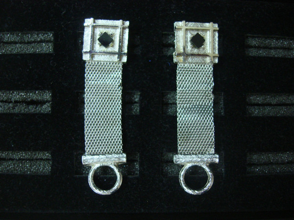Vintage Silver-Tone Wrap Around Cufflinks with Black Accents