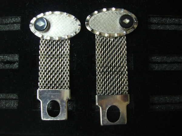 Vintage Silver Tone Wrap Around Cufflinks with Black Stones & Simulated Diamonds