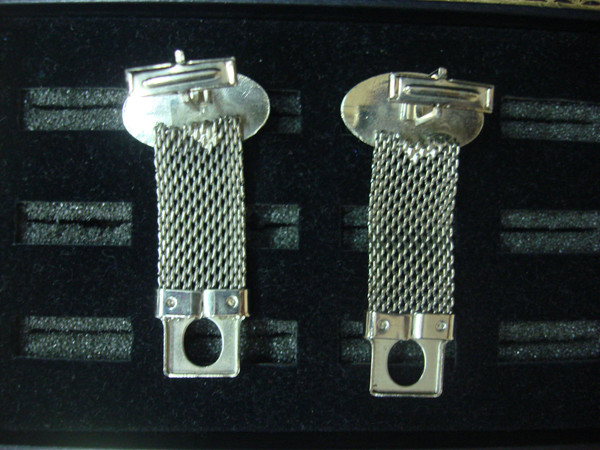 Vintage Silver Tone Wrap Around Cufflinks with Black Stones & Simulated Diamonds
