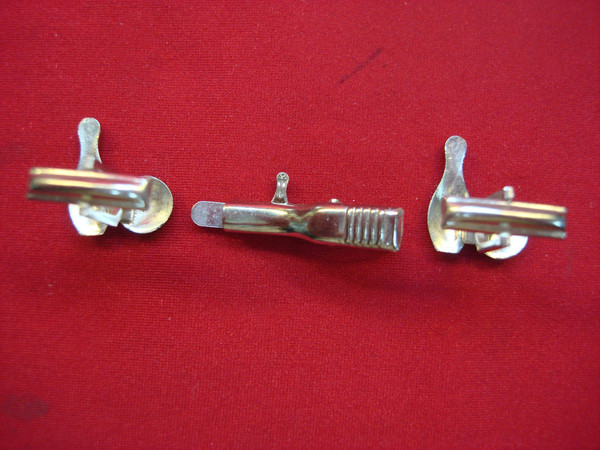 Vintage Silver Tone Bowlers Tie Clip & Cufflink Set #72 - Black Accents