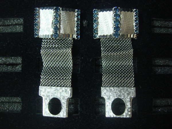 Vintage Silver Tone Wrap Around Cufflinks with Blue Stones #27
