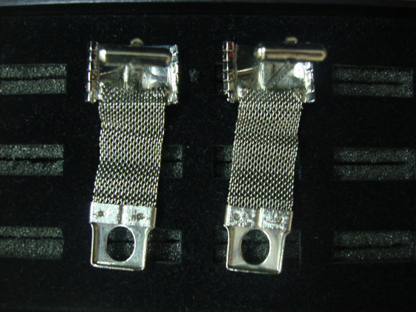 Vintage Silver Tone Wrap Around Cufflinks with Blue Stones #27