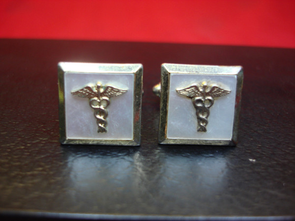 Vintage AMA Cufflinks | Mother of Pearl Backset | Gold-Tone Metal | Pre-Owned