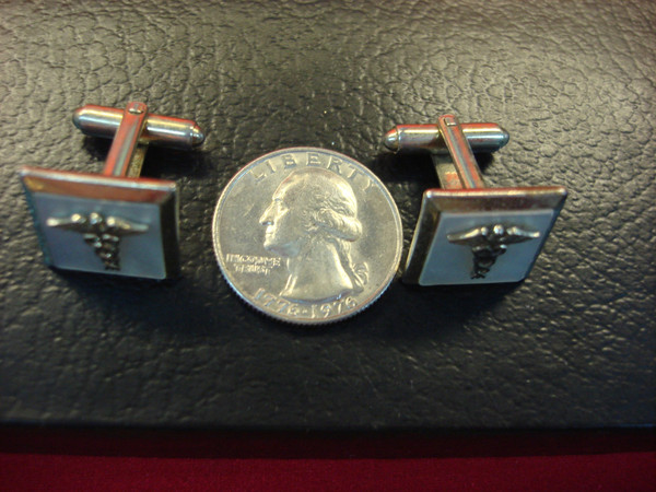 Vintage AMA Cufflinks | Mother of Pearl Backset | Gold-Tone Metal | Pre-Owned