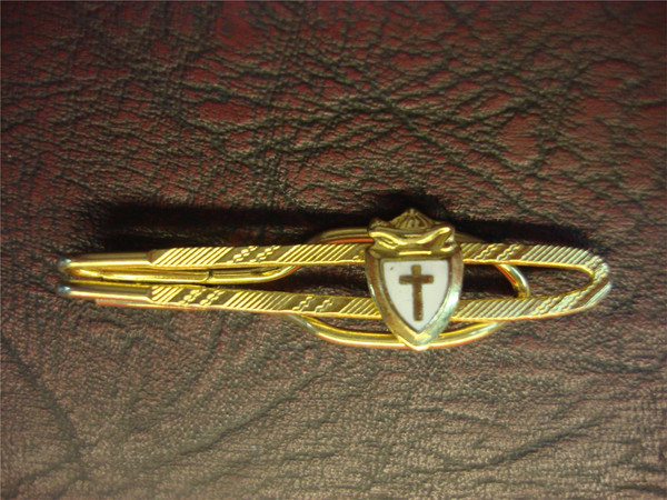 Vintage Cross Enamel Tie Clip - 2 Inch, Excellent Condition