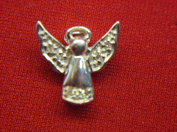 Petite 10K White Gold Angel Pendant with Diamonds - Exquisite & Elegant
