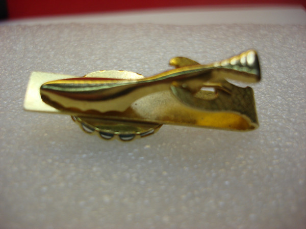 Vintage Gold Tone Tie Clip with Blue Turquoise Stone - 1 5/8