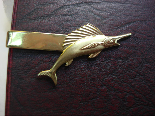 Vintage Gold-Tone Swordfish Tie Clip | Nautical Charm (2 Inch)