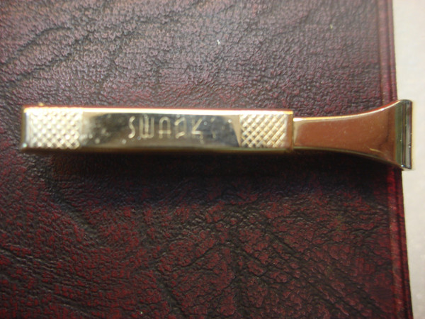 Vintage Swank Gold-Tone Tie Clip with Simulant Diamond - 2.5