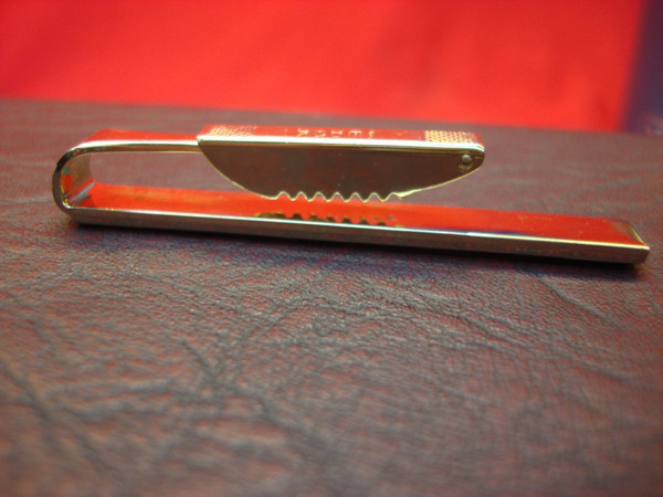 Vintage Swank Gold-Tone Tie Clip with Simulant Diamond - 2.5