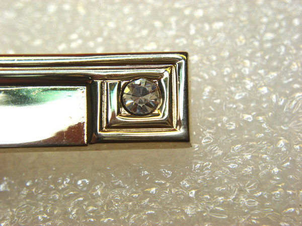 Vintage Swank Gold-Tone Tie Clip with Simulant Diamond - 2.5