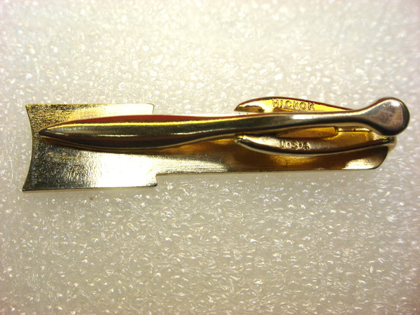 Vintage Hickok Gold Tone Tie Clip with Initial 'F' - Enamel Accents