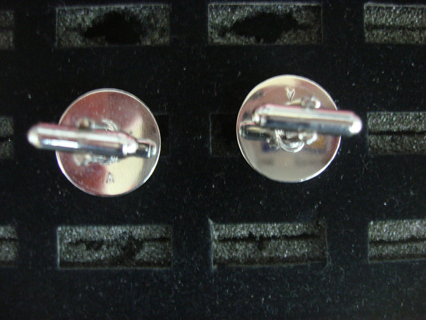 Vintage Anson Silver-Tone Cufflinks with Starburst Design & Clear Stone #114