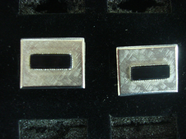 Vintage Silver-Tone Cufflinks with Black Stones - Estate #116