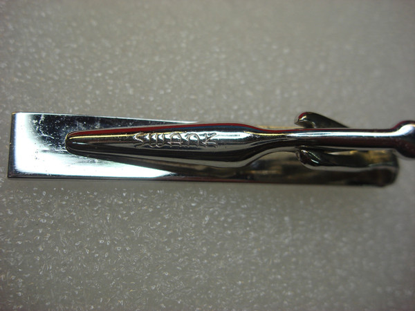 Vintage Swank Silver Tone Tie Clip w/ Mother of Pearl Stripe - #126