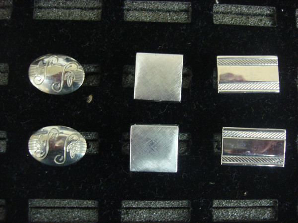 Vintage Silver Tone Cufflinks Set (3 Pairs) - Formal Attire Accessories
