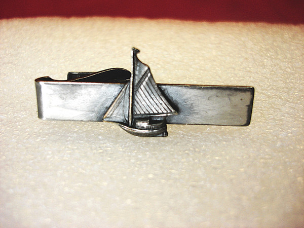 Vintage Pewter Sailboat Tie Clip - Nautical Mens Accessory #131