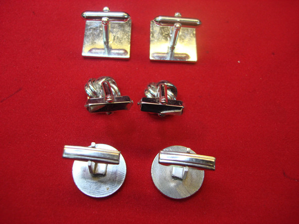 Vintage Silver-Tone Cufflinks Set (3 Pairs) - Unique & Classic Style