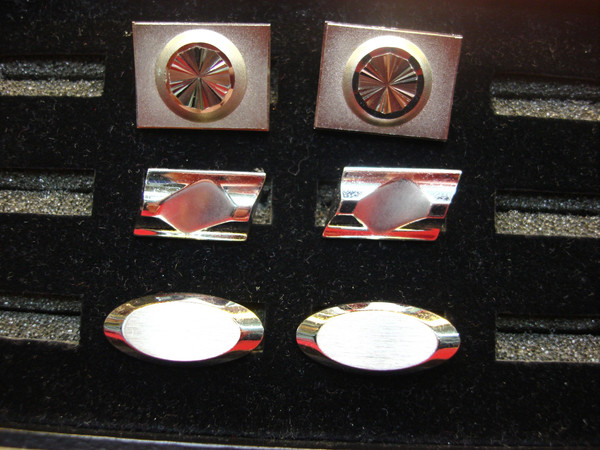 Vintage Silver Tone Cufflinks - 3 Pairs (Set) - Classic & Stylish