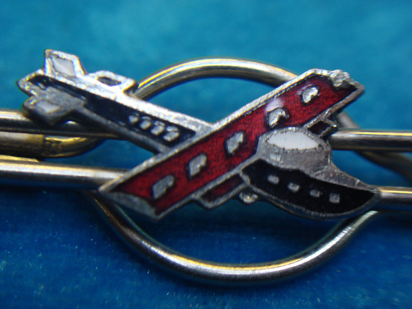 Vintage Dornier Flying Boat Tie Clip - 1920s Silver Tone with Red, White & Blue Enamel #151