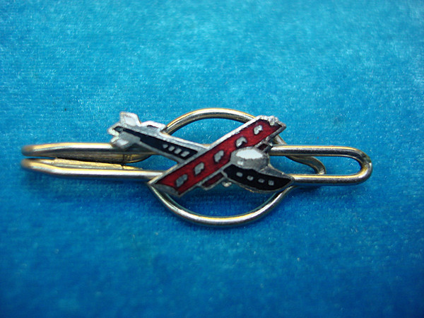 Vintage Dornier Flying Boat Tie Clip - 1920s Silver Tone with Red, White & Blue Enamel #151