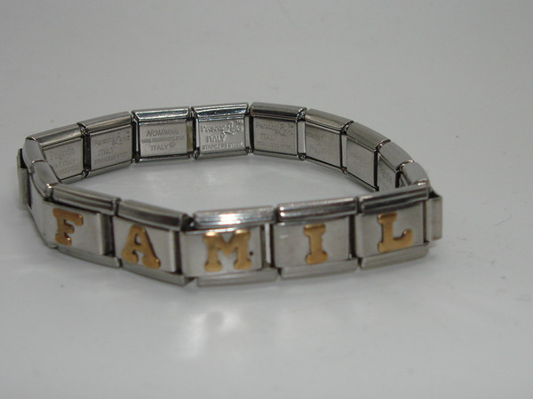 Nomination Italy 14K & 18K Gold Accents Bracelet - Stainless Steel, Engraved Family Design