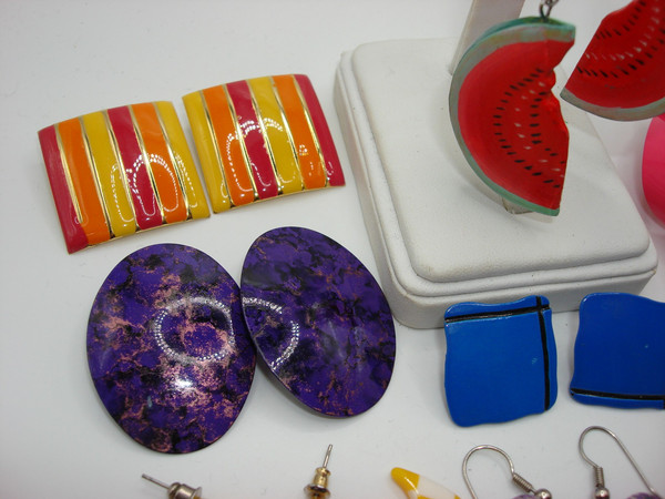 Vintage Mod Bohemian Earrings (10 Pairs) 70s-80s - Colorful Statement Pieces