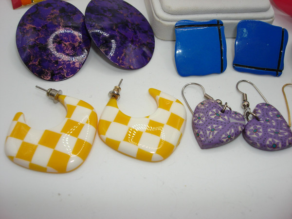 Vintage Mod Bohemian Earrings (10 Pairs) 70s-80s - Colorful Statement Pieces