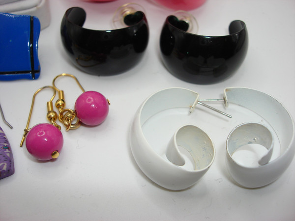 Vintage Mod Bohemian Earrings (10 Pairs) 70s-80s - Colorful Statement Pieces