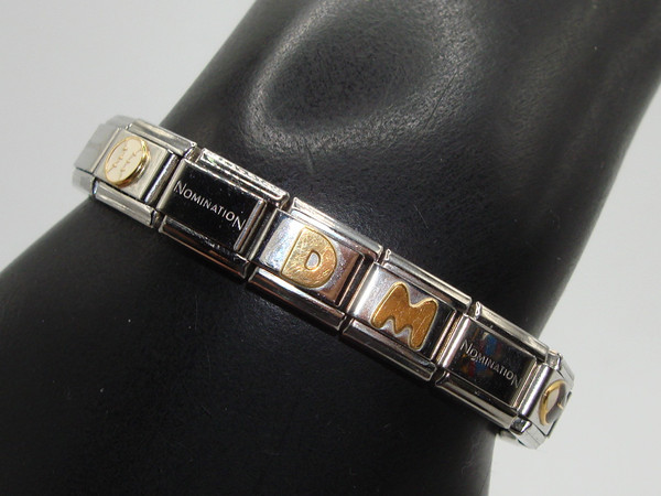 Personalized Nomination Stainless Steel Charm Bracelet - 'MOM' & 'DM' with Football & Baseball Charms