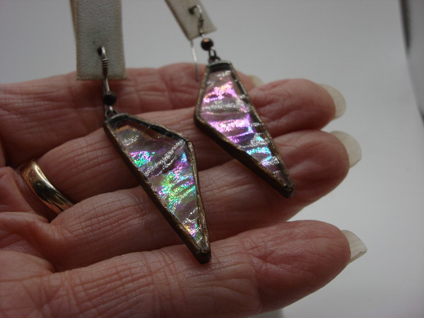 Vintage Rainbow Glass Earrings - Artisan Crafted Fused Glass Jewelry