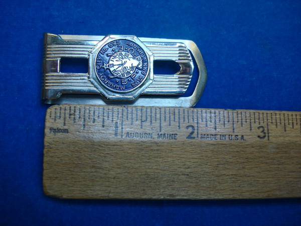 Vintage Elks Lodge 695 Money Clip - Mahanoy City PA 50th Anniversary (1951) Silver Metal
