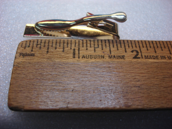 Vintage Gold Tone Tie Clip with Red Enamel Cross & Silver Crown - Statement Accessory