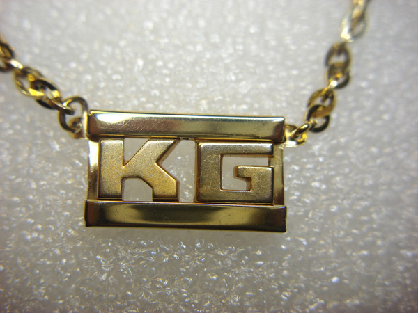 Vintage Gold Tone Tie Clip with Leather Accents & KG Initials - Unique Mens Accessory
