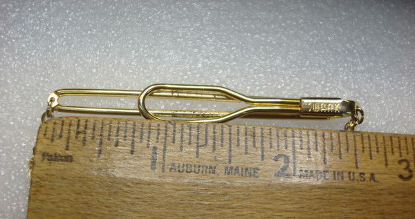 Vintage Gold Tone Tie Clip with Leather Accents & KG Initials - Unique Mens Accessory