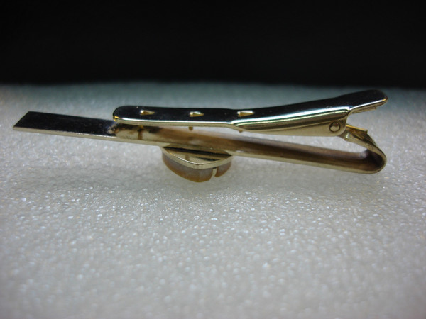 Vintage Gold Tone Mother of Pearl Tie Clip - Elegant & Unique Gift #159
