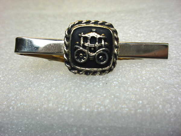 Vintage Silver & Gold Tie Clip with Enamel Coach - Unique Classic Charm