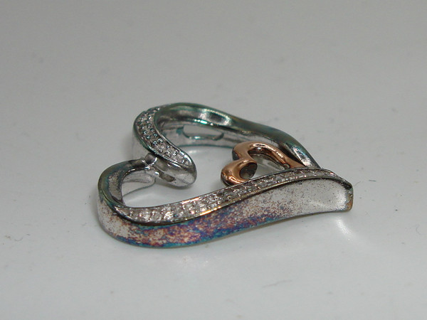 925 Sterling Silver & 10K Gold Heart Diamond Accent Slide Pendant