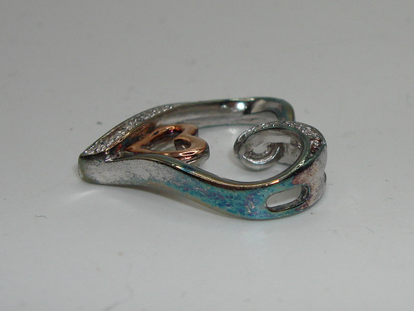 925 Sterling Silver & 10K Gold Heart Diamond Accent Slide Pendant